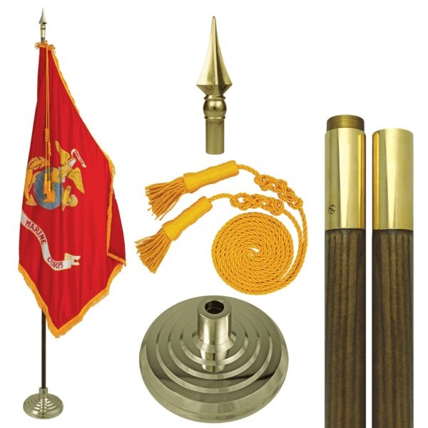 Global Flags Unlimited US Marine Corps Indoor Flag Set 3'x5' 8' 203897 - main